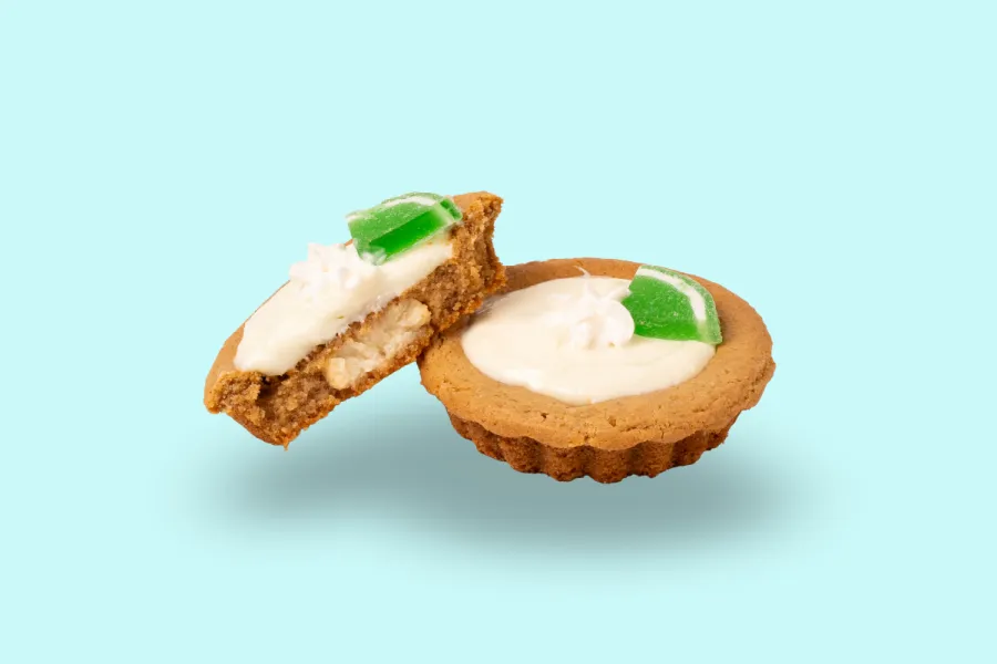 Dirty Dough Key Lime cookie: a graham cracker cookie with key lime cheesecake filling and a candy lime slice